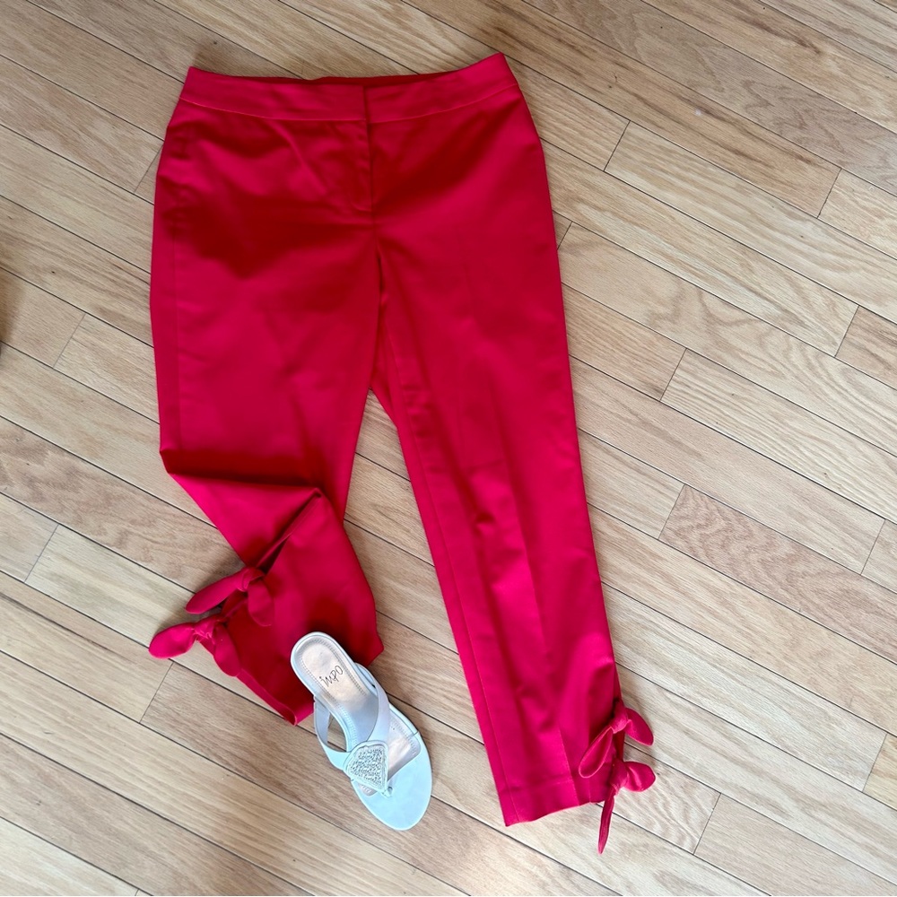 NINE WEST Red Ankle Pants with Bow Detail NWOT